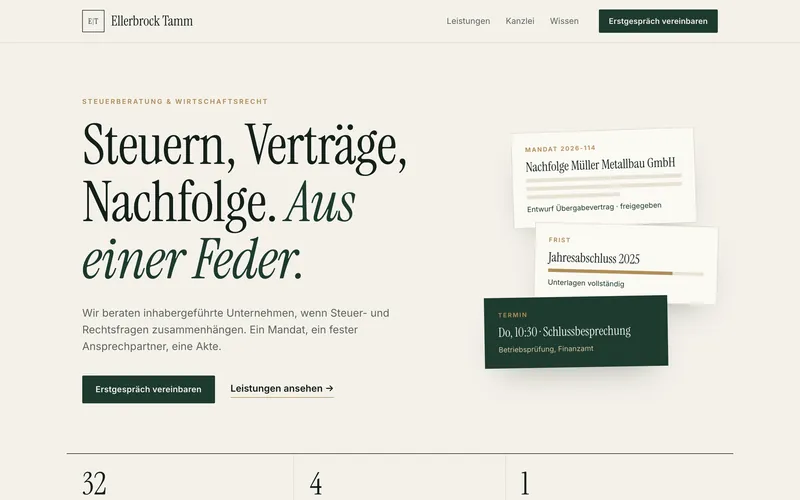 Gestaltungsbeispiel: Ellerbrock Tamm, Steuer- und Wirtschaftskanzlei